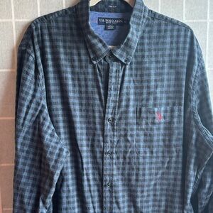 U.S. Polo Assn. Navy and Gray Plaid Men's Shirt